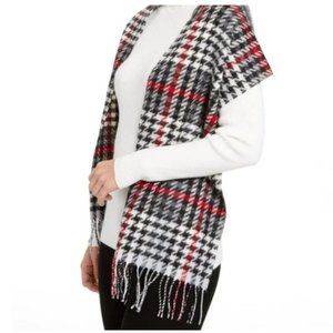 Steve Madden Classic Contemporary Grey Houndstooth Fringed Scarf ~ MADE IN ITALY